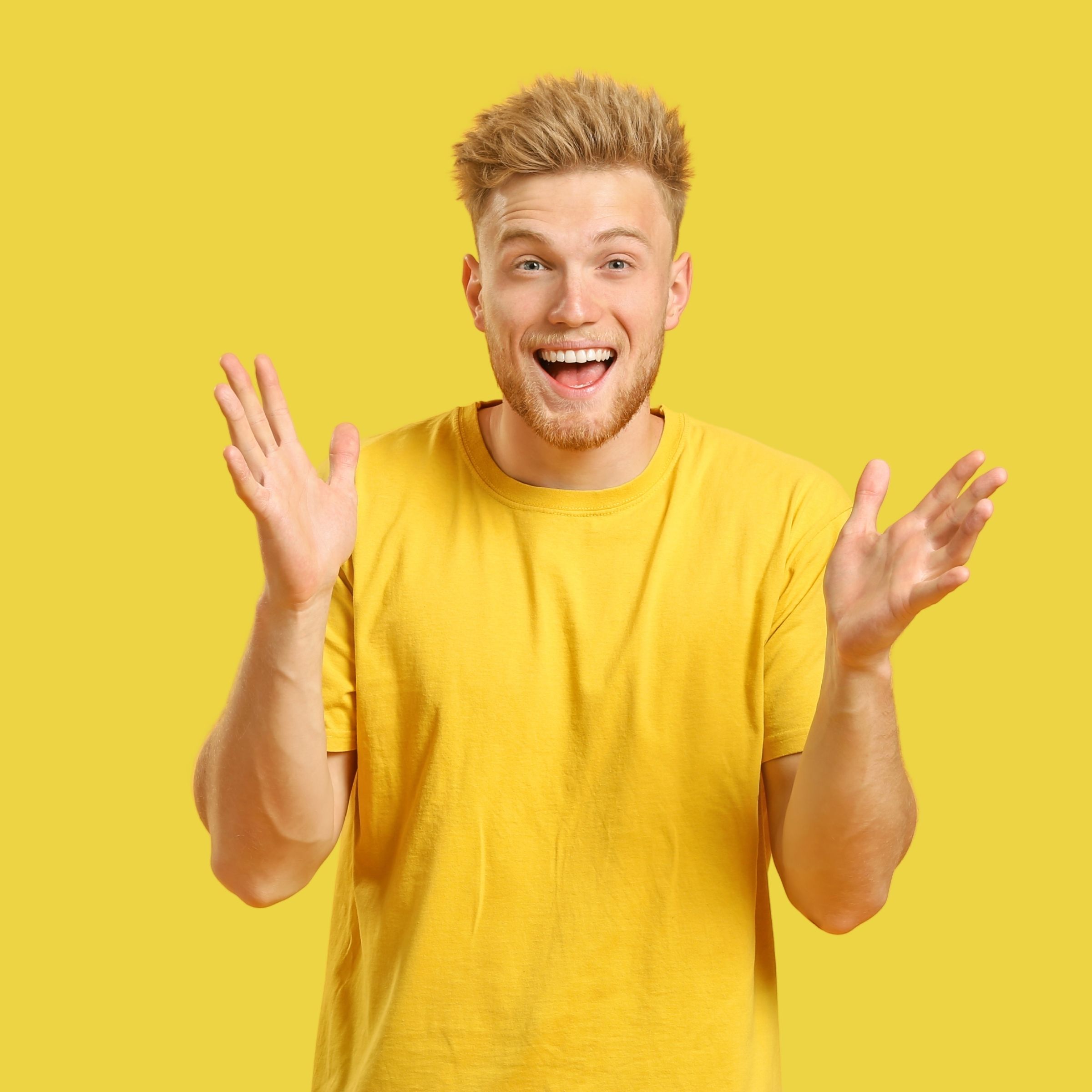 A Belonging Works member against a ripe lemon background